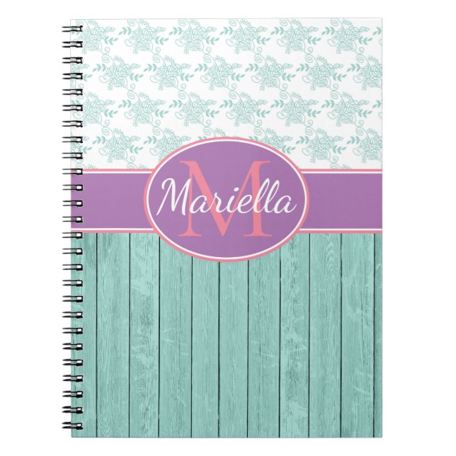 Personalised Aqua and Lavender Notebook (Front)