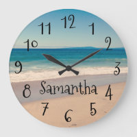 Personalised Aqua Beach Scene Black Text