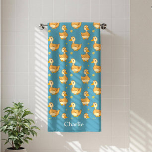 Personalised Aqua Blue Duck Kids Beach Towel