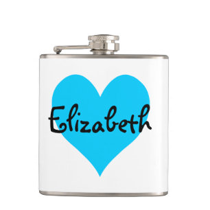 Personalised Aqua Blue Heart Hip Flask