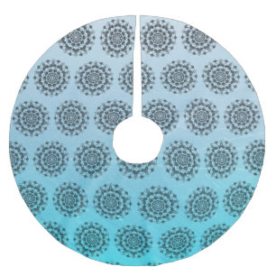 Personalised Aqua Blue Mandala Christmas Skirt Brushed Polyester Tree Skirt