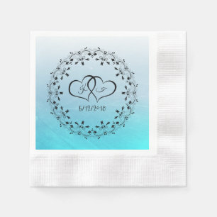 Personalised Aqua Blue Scratches Cocktail Napkin