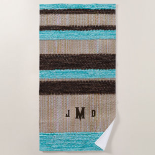 Personalised Aqua/Brw Horizontal Men’s Beach Towel