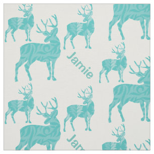Personalised Aqua Deer with Abstract Pattern Fabric