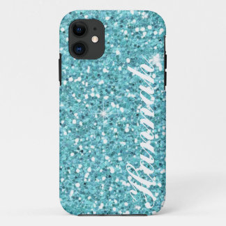 Personalised Aqua Glitter IPhone5  Case