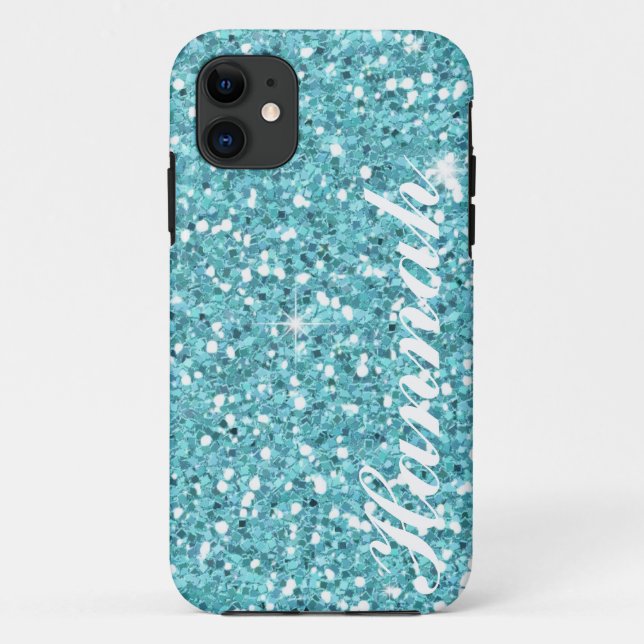 Personalised Aqua Glitter IPhone5  Case (Back)
