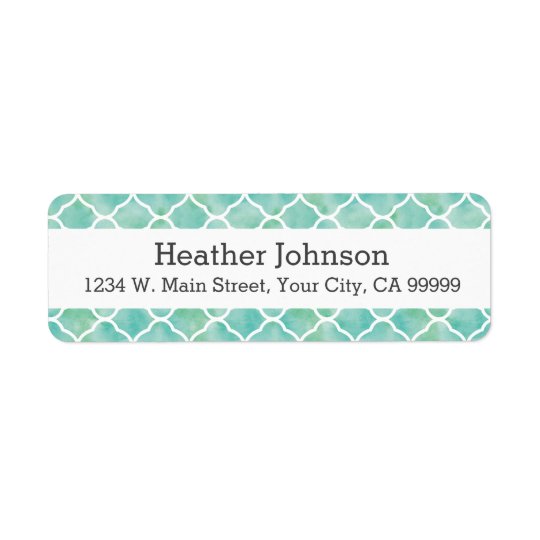 Personalised Aqua Green Quatrefoil Pattern Return Address Label