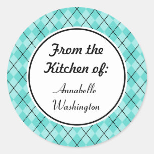 Personalised Aqua Kitchen Baking Gift Tag Stickers