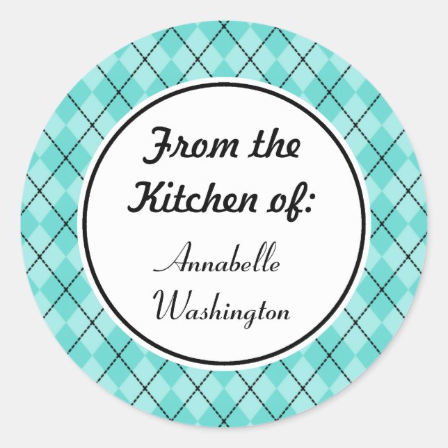 Personalised Aqua Kitchen Baking Gift Tag Stickers (Front)