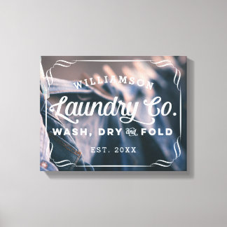 Personalised Aqua Laundry Co Wash Dry Fold Sign