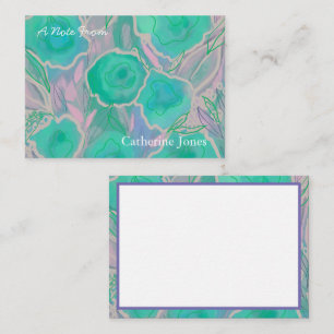 Personalised Aqua Pink Wild Roses Card