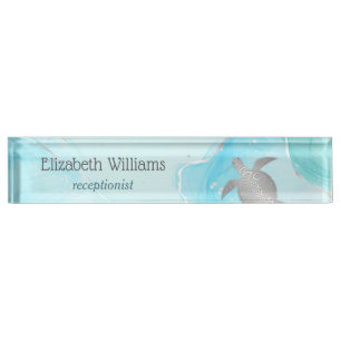Personalised Aqua Sea Turtle Nameplate