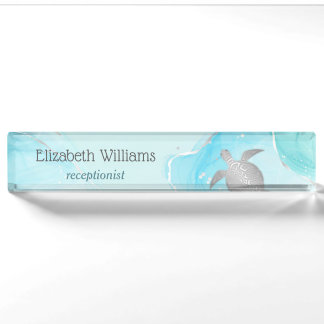 Personalised Aqua Sea Turtle Nameplate