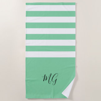 Personalised Aqua Striped Beach Towel