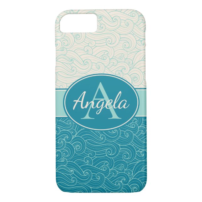 Personalised Aqua Waves Case-Mate iPhone Case (Back)
