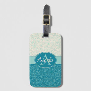 Personalised Aqua Waves Luggage Tag