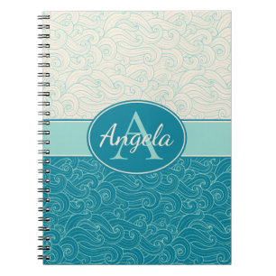 Personalised Aqua Waves Notebook