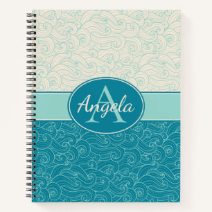 Personalised Aqua Waves Notebook