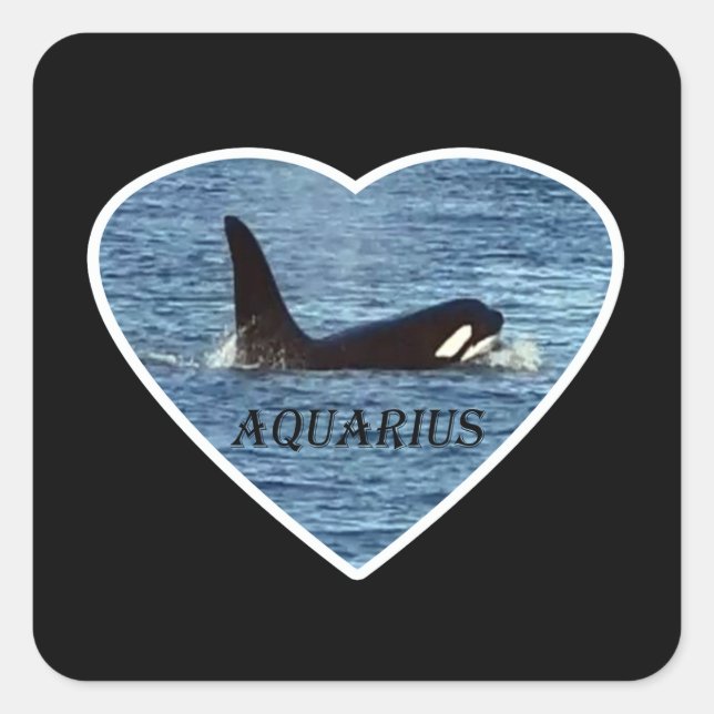 Personalised Aquarius Orca Whale Customisable  Square Sticker (Front)