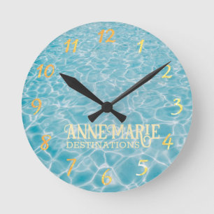 Personalised Aquatic Sunny Summer Pool Round Clock