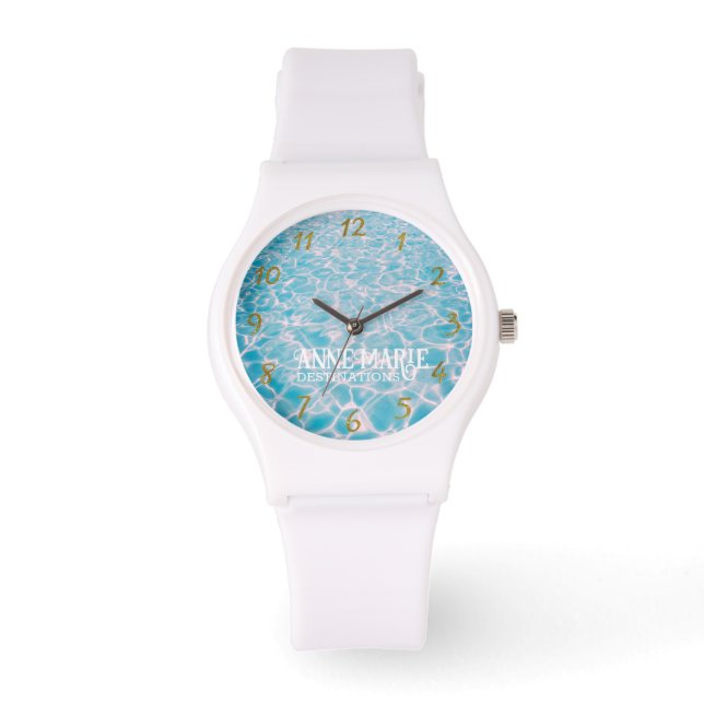 Personalised Aquatic Sunny Summer Pool  Watch (Front)