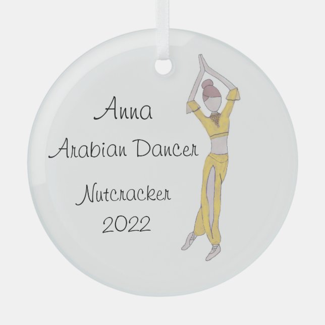 Personalised Arabian Keepsake Glass Tree Decoration (Front)