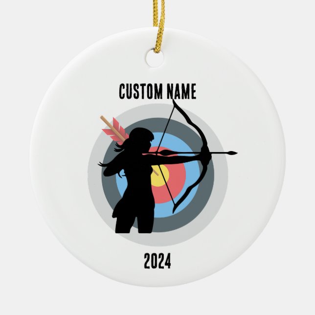 Personalised Archery Girl Christmas Ornament (Front)