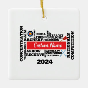 Personalised Archery Word Cloud Christmas Ornament