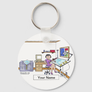 Personalised Architect - Engineer, Female Cartoon Key Ring