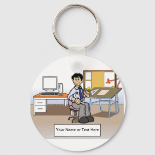 Personalised Architect, Engineer - Male Cartoon Key Ring