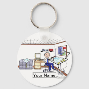Personalised Architect - Engineer, Male Cartoon Key Ring