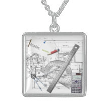 personalised architect tools necklace