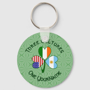 Personalised Argentina Ireland USA Shamrock Key Ring