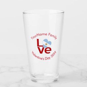 Personalised Argentine Red LOVE Flag Glass