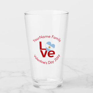 Personalised Argentine Red LOVE Flag Glass