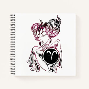 Personalised Aries Art Deco Lady Notebook