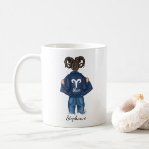 Personalised Aries Girl Jean Coffee Mug