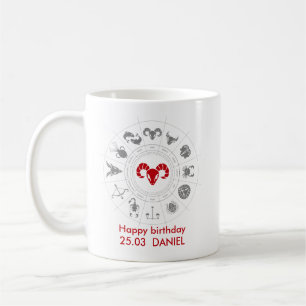Personalised Aries Zodiac Birthday Gift Coffee Mug