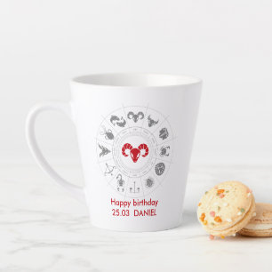 Personalised Aries Zodiac Birthday Gift Latte Mug