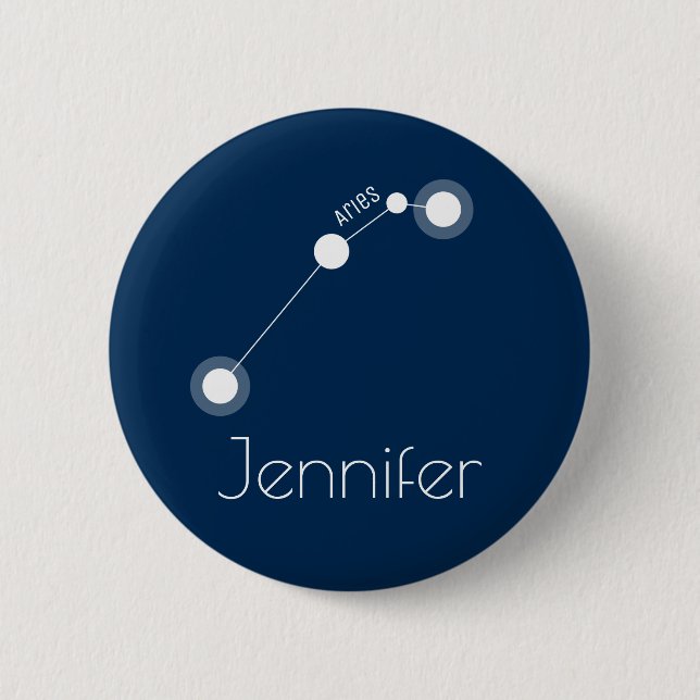 Personalised Aries Zodiac Constellation 6 Cm Round Badge (Front)