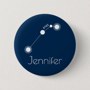 Personalised Aries Zodiac Constellation 6 Cm Round Badge