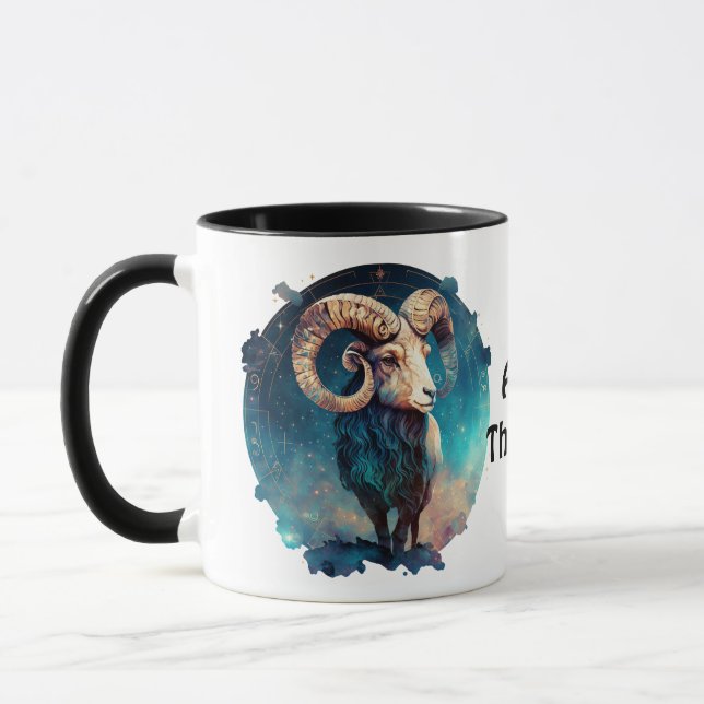 Personalised Aries Zodiac Ram Astrology Mug (Left)
