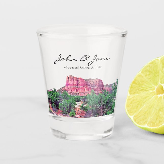Personalised Arizona Painted Mountains Shot Glass (Front)