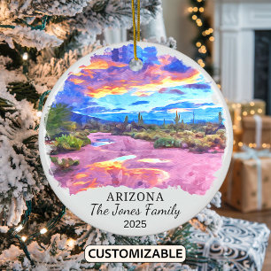 Personalised Arizona State Christmas Ceramic Tree Decoration