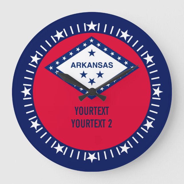 Personalised Arkansas State Flag Design on a Large Clock (Front)