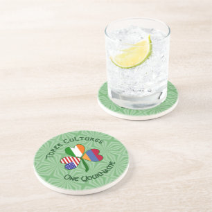 Personalised Armenia Ireland USA Shamrock Coaster