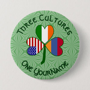Personalised Armenia Shamrock Heritage 7.5 Cm Round Badge
