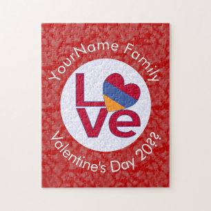 Personalised Armenian Red Letters LOVE Flag Jigsaw Puzzle