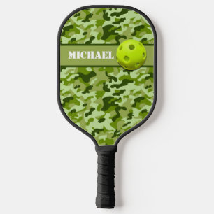 Personalised Army Green Camouflage Pickleball Paddle