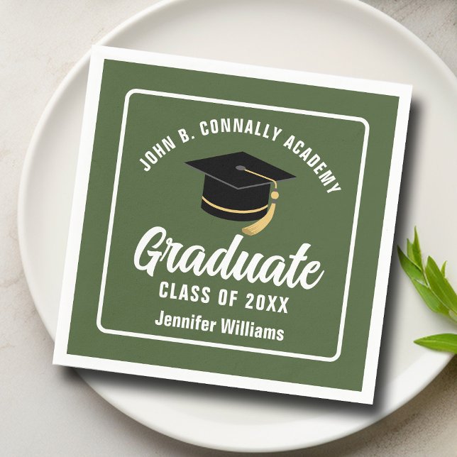 Personalised Army Green Graduate Graduation Party Napkin (Creator Uploaded)